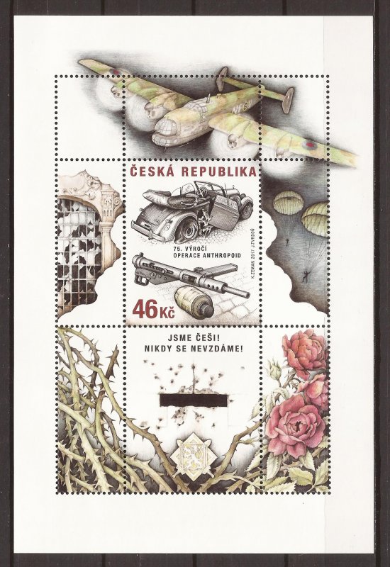 2017 Czechoslovakia - Sc3706 - MNH VF - Mini Sheet - Operation Anthropoid