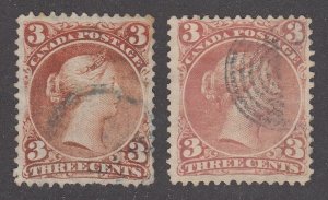 Canada #25b, 25ii Used Large Queen