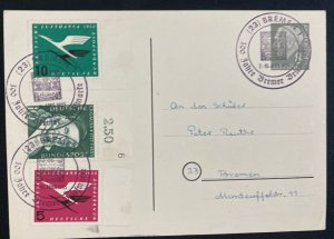 1955 Bremen Germany Postcard cover Bremen Local Stamp Philatelic Centenary