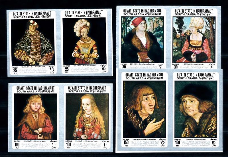 [60348] Aden Qu aiti State in Hadhramaut 1967 Paintings Cranach Imperf. MNH