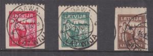 LATVIA, 1919 Liberation of Riga, set of 3, perf. 10 at top, used.