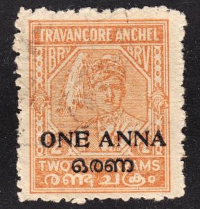 India Travancore-Cochin Scott 4 F to VF used. FREE...