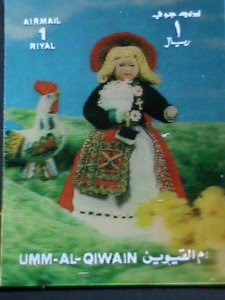 ​UMM AL QIWAIN AIRMAIL 1971 3D NATIONAL CUSTOM LOVELY DOLL-MNH- SPECIAL STAMP