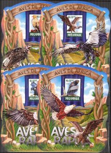 Mozambique 2015 Birds Raptors 4 S/S MNH