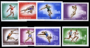 Hungary #1787-1794 Cat$20, 1966 European Athletic Championship, imperf. set o...