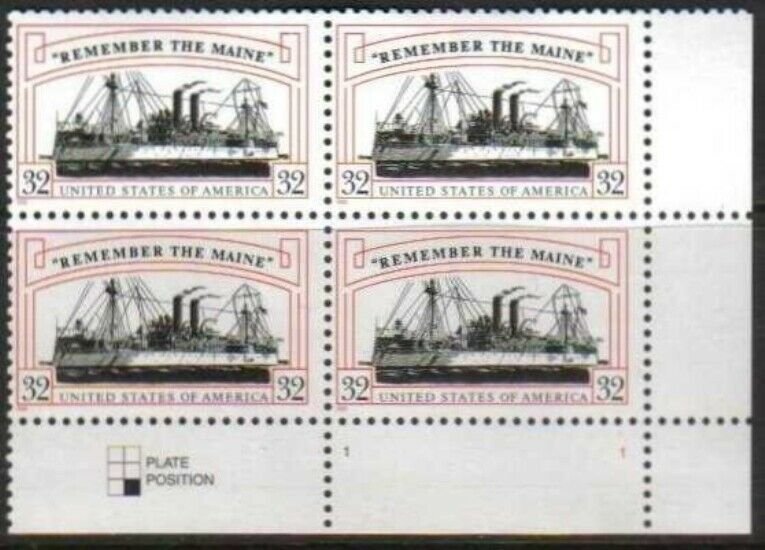 US Scott 3192 MNH PB, Plate Block of 4 (32 cents)