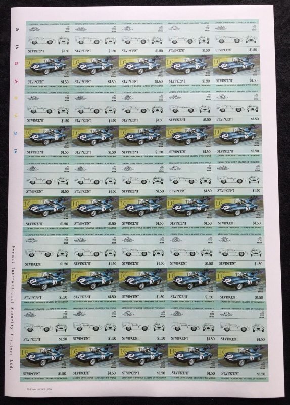 ST VINCENT Cars MNH x 10 Sheets(500 Stamps) BLK01