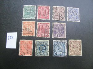 Germany 1920 USED MI. 23-33 OFFICIAL  SET  VF/XF 40 EUROS (183)