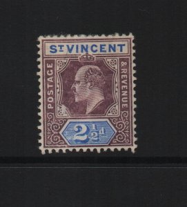 St Vincent 1906 SG88 2 1/2d MCA watermark - mounted mint