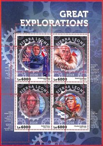 A4570 - SIERRA LEONE - ERROR MISPERF: 2016 Explorers, Airplanes, R. Peary, Flags