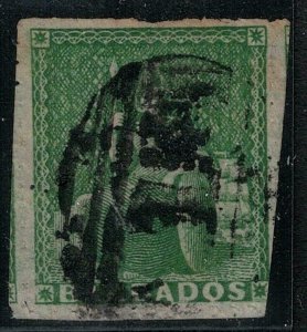 Barbados 1859 SC 12 Used 3 full margins 