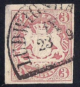 Bavaria #16 3kr Coat of Arms Stamp used VF