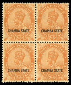 Indian States - Chamba #66 Cat$20+ (for hinged singles), 1932 2sh6p buff, blo...