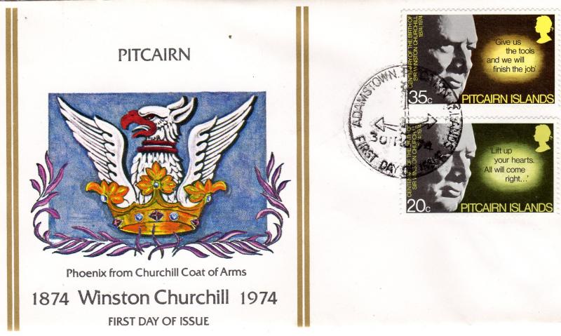 Pitcairn Islands 1974 Sc#144/145 Sir Winston Churchill Set (2) FDC