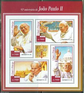 SAO TOME 2015  95th BIRTH ANNIVERSARY OF POPE JOHN PAUL II SHEET NH