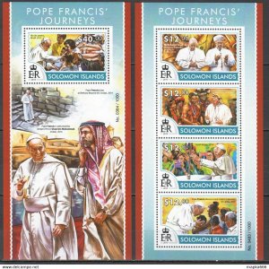 2015 Solomon Islands Pope Francis' Journeys #3277-81 1+1 ** Ls450