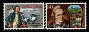 NORFOLK ISLAND SG218/9 1978 BIRTH ANNIVERSARY OF CAPTAIN COOK MNH