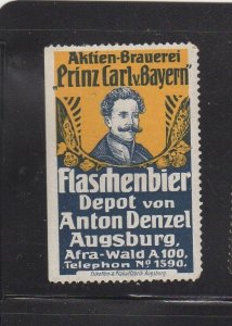 German Advertising Stamp - Anton Denzel Bottled Beer Depot, Augsburg - MH OG 