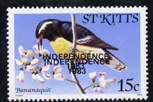 St Kitts 1983 Independence overprint on Bananaquit Bird 1...