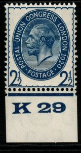 GB SG437 1929 PUC 2½d BLUE CONTROL K29 MNH