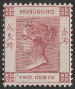 HONG KONG 1880 QV 2c dull rose, wmk crown CC.