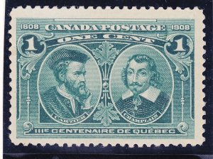 Canada 97 MNH OG 1908 1c Blue Green Jacques Cartier & Samuel de Champlain $75.00