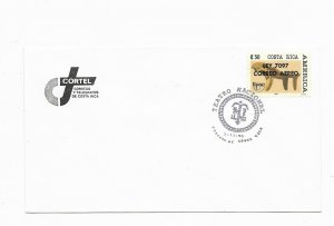 COSTA RICA 1990 SPECIAL POSTMARK NATIONAL THEATER OVERPRINTED STAMP LEY 7097