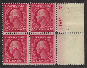 US Scott #406 Mint Plate Block of 4 NH F-VF