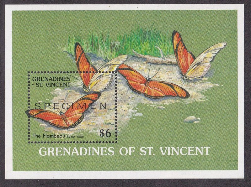 St. Vincent Grenadines # 669 Butterfly, Specimen Souvenir Sheet, NH, 1/2 Cat.