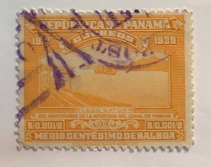 Panama 1939 Scott 322 used - Gatun lake, opening of the Panama Canal 25th Anniv