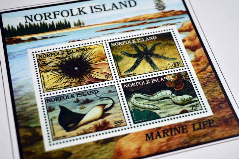 COLOR PRINTED NORFOLK ISLAND 1947-2010 STAMP ALBUM PAGES (129 illustrated pages)