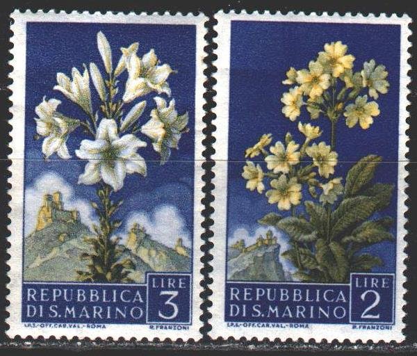 San Marino. 1957. 568-69 from the series. Flowers, flora. MNH.