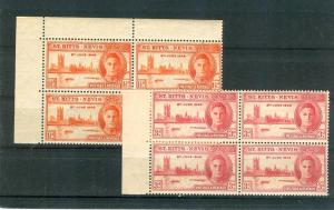 St. Kitts - Sc# 91-2. Geo VI 1946 Peace. MNH Block $2.00.