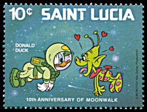 Saint Lucia 497, MNH, Disney 10th Anniversary of Lunar Landing, Donald Duck