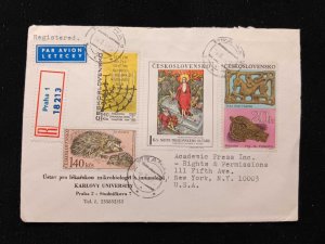 C) 1970, CZECHOSLOVAKIA, AIR MAIL, POSTCARD SENT TO THE UNITED STATES, MULTI. XF