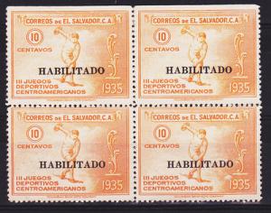 El Salvador Discobulus Mint no gum block of 4 Mi #511 cv$+60