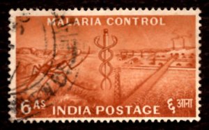 India 6as Symbols of Malaria Control, Medical 1955 SG.361, Sc.261 Used (#01)