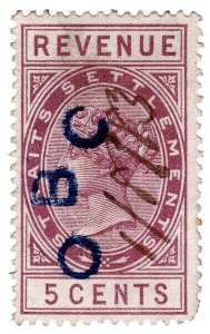 (I.B) Malaya (Straits Settlements) Revenue : Duty Stamp 5c