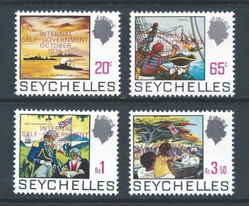 Seychelles #327-30 NH Defins. Overprinted Self-Government