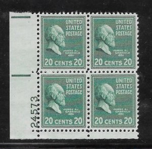 #825 MNH Plate Block