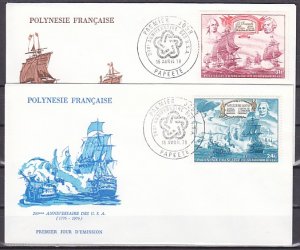 Fr. Polynesia, Scott cat. C128-C129. Bicentennial issue. 2 First day covers. ^