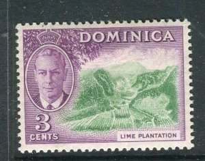 DOMINICA; 1951 early GVI Pictorial issue Mint hinged shade of 3c. value