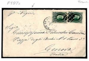 BRAZIL Transatlantic Cover DOM PEDRO FRANKING 1886 Italy Maritime{samwells}F197a