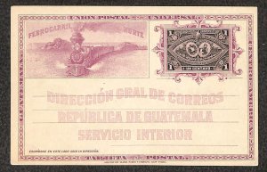 GUATEMALA H&G #7 POSTAL CARD UNUSED 'SERVICO INTERIOR' BOGUS OVERPRINT (1897)