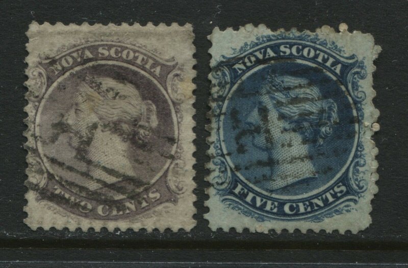 Nova Scotia QV 1860 2 cents and 5 cents used