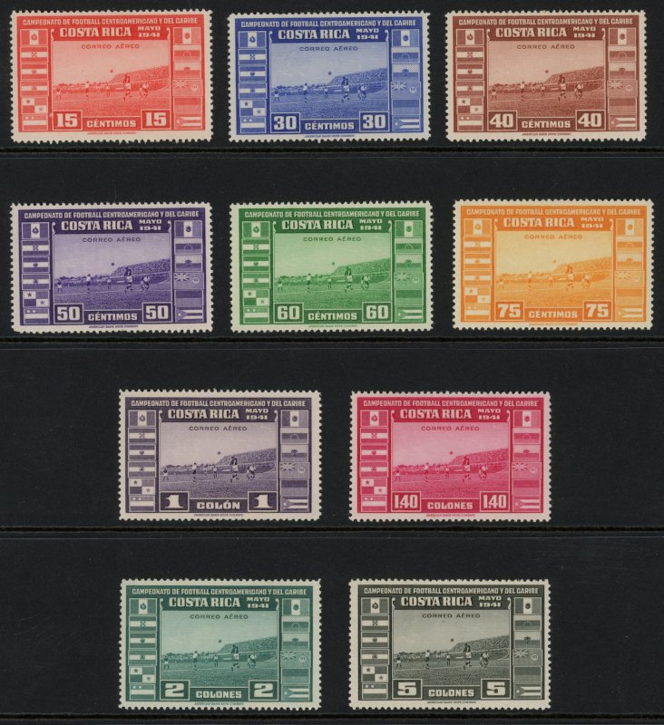 Costa Rica, Scott #C57-66 Complete Set of 9, Mint LH SCV $95.15 (56175)