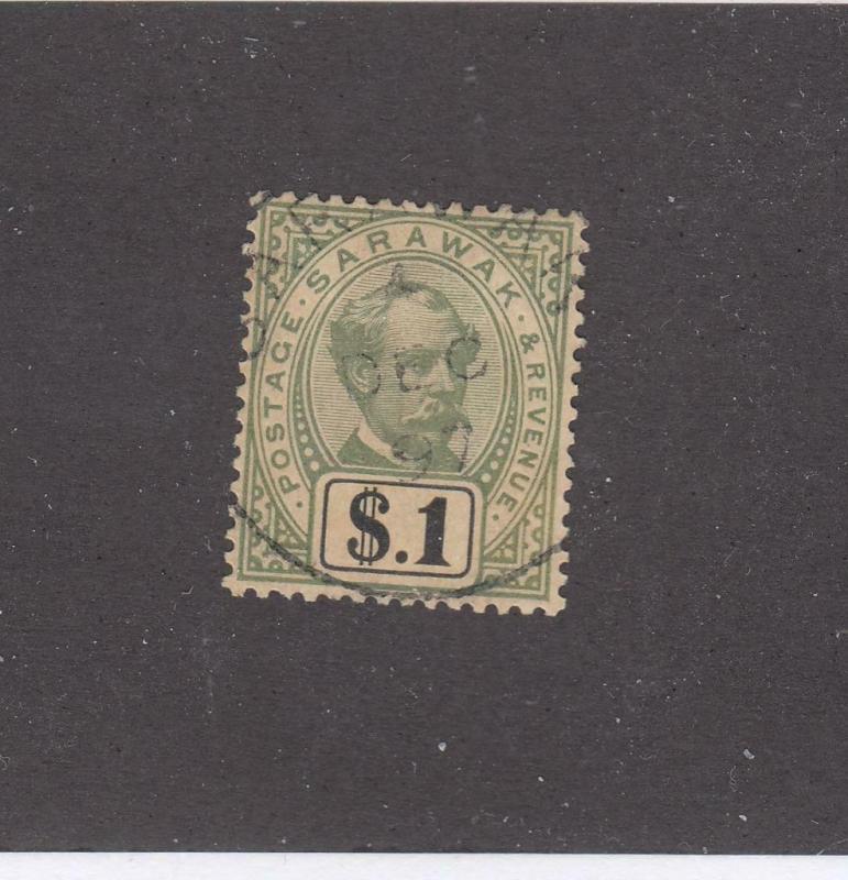 SARAWAK (KSG493) # 21 VF-USED $1 CHARLES JOHNSON BROOKE /GRAY-GRN  CAT VAL $110