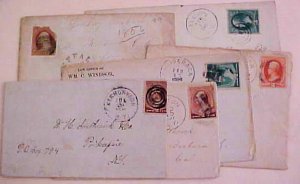 US COVERS 5 DIFF. BEFORE 1890