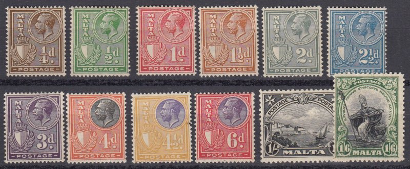 Malta Sc 131-142 (SG 157-167), MLH (mostly), part set