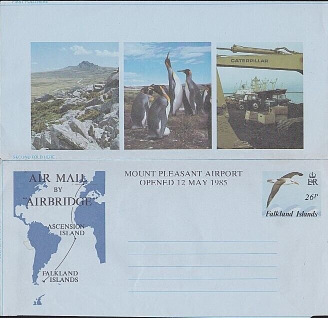 FALKLAND IS 26p Airbridge aerogramme unused - Airport overprint............B3187